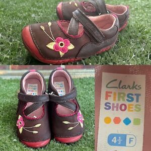 Clarks Baby Girl Leather Mary Jane Shoes Size 4.5